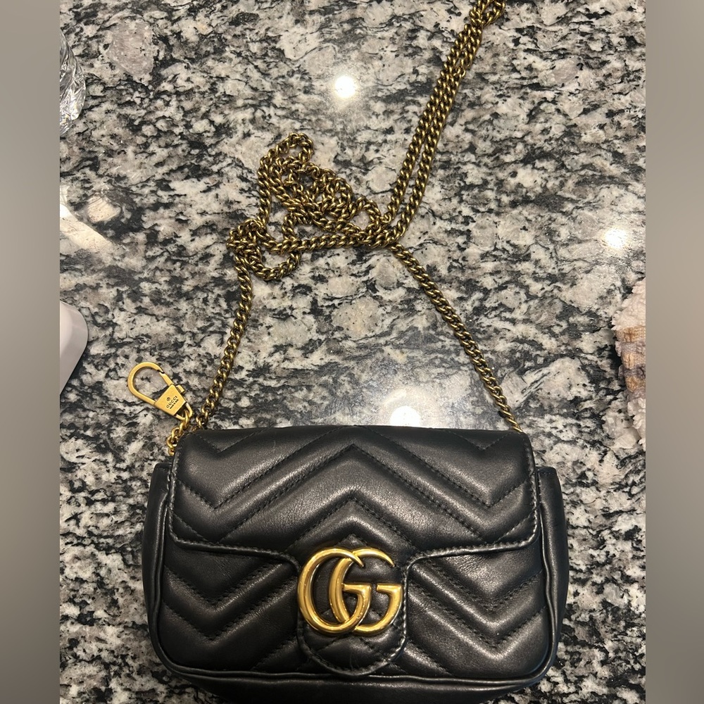 Black GG MARMONT SUPER MINI BAG